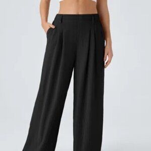 Halara aisted Wide Leg Flowy Casual Linen-Feel Pants